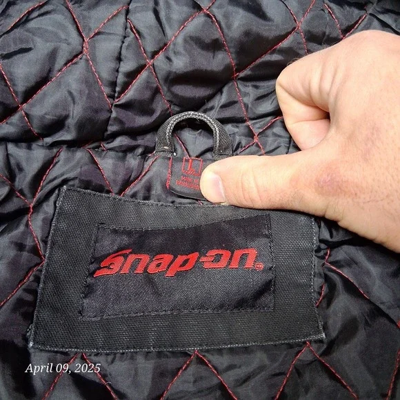Snap On Tools Canvas Jacket Men Size Large Black Hooded Workwear Coat VTG